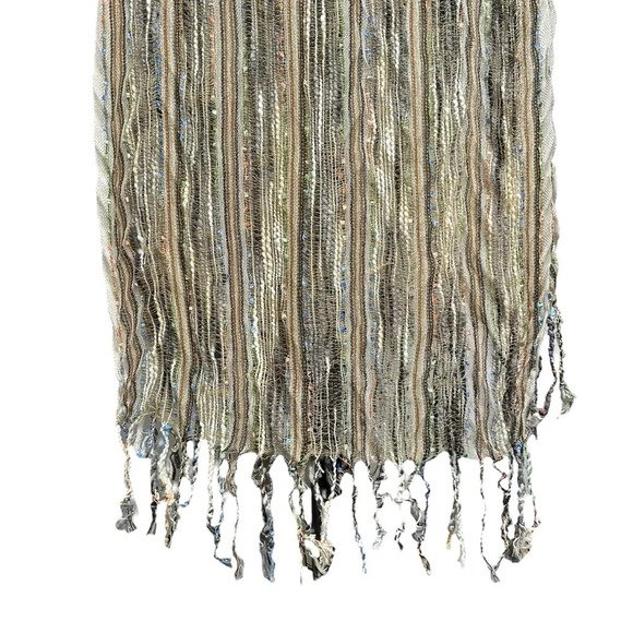 Y2K Open Knit Scarf Beige Multicolor Boho Twee Indie Sleaze Hipster - Picture 5 of 7